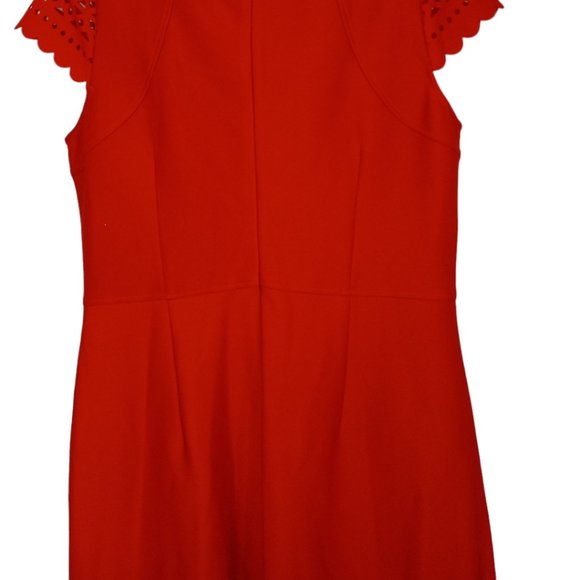 Women's Red Dress NEW Gold Chain Sz 10 CutOut Hem/Sleeve JM Studio By John Meyer - Picture 10 of 15